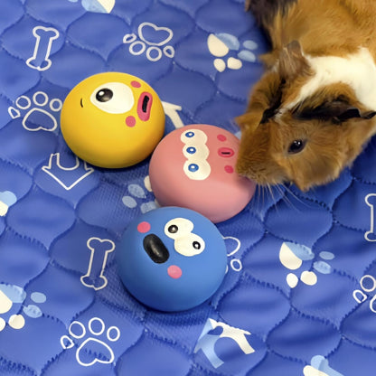 BESNEW Natural Rubber Squeaker Toys for Ferret,High Elasticity Ferret Latex Squeaker Balls 3 Pack,Tough Teething Toys Big Eyes Printed Toy Ball for Small Dogs,Easy to Clean6