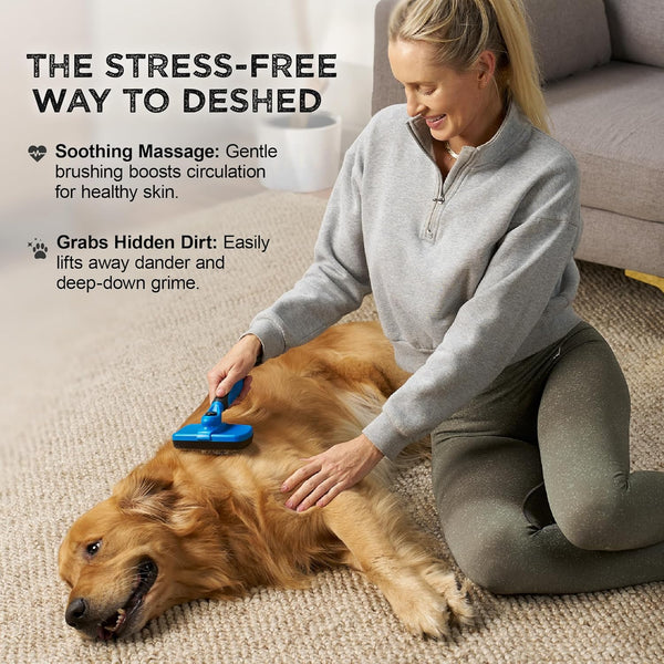 Deshedding Dog Brush for Shedding – Self Clean Cat Brush Deshedding & Grooming Tool for Long Haired and Short Haired Dogs, Slicker Brushes for Dogs, Skin-Friendly, Retractable Bristles, Easy to Clean2