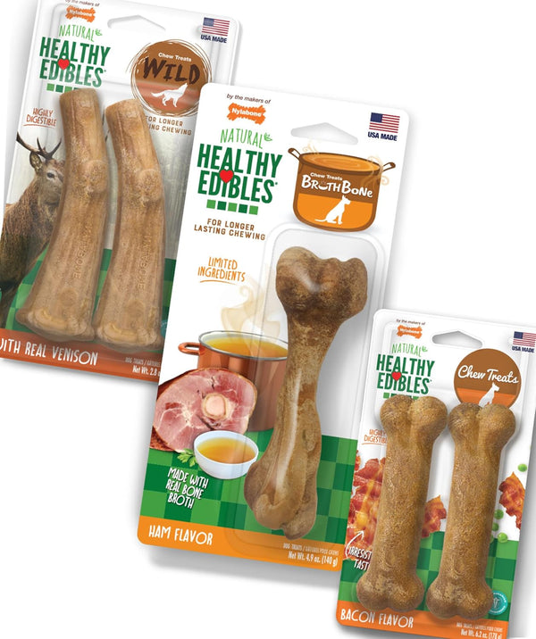 Nylabone Healthy Edibles Natural Dog Chews Long Lasting Roast Beef Flavor Treats for Dogs, Medium/Wolf (2 Count)19