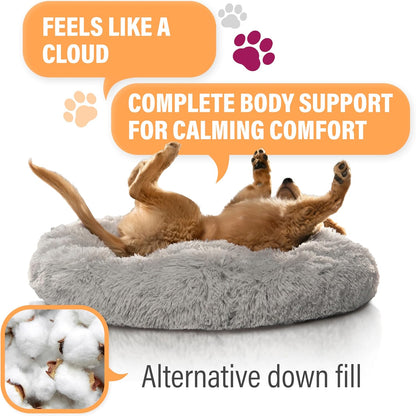 Active Pets Premium Medium Donut Dog Bed, Fits up to 45 Lbs, Machine Washable Cushion, Plush Long Pile Faux Fur Fabric, Portable Beige Pet Bed Furniture for Puppies Adult Canines & Cats6