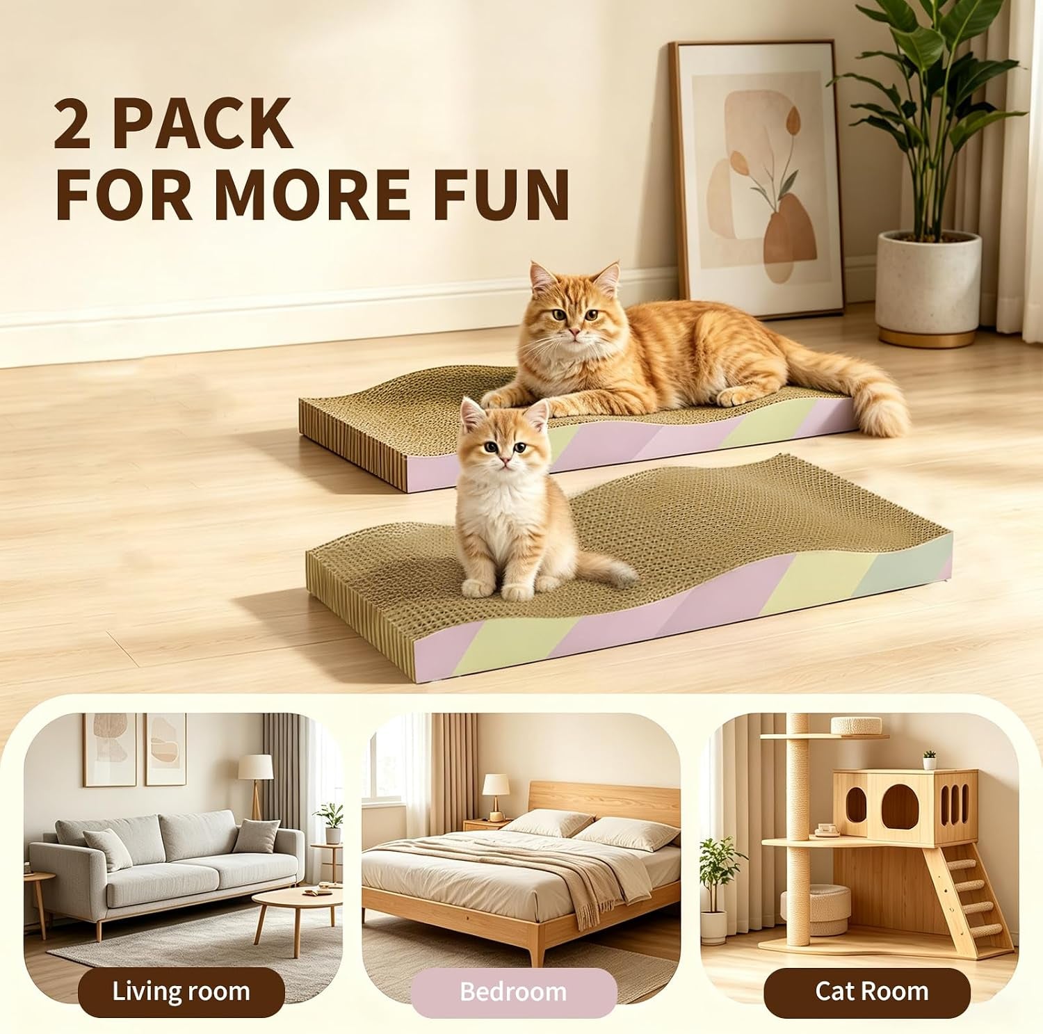 cat-scratching-board-2-pack-reversible-cat-scratcher-pad-large-odor-free-double-sided-use-wave-shape-sturdy-extra-large-custom-corrugated-board-2-count-cat-toys