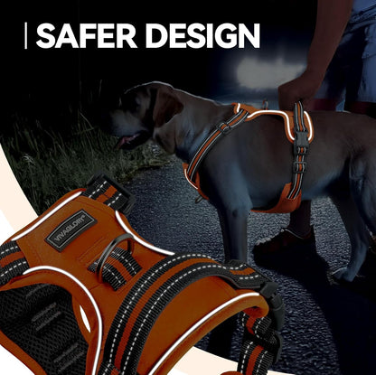 VIVAGLORY No Pull Dog Harness Vest Harness, L, Orange - Patterned | with Handle Front and Back Clip for Training & Pulling, No Pull & Escape Proof Padded Adjustable for Pet Puppy4