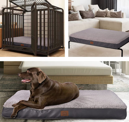 Sunheir Orthopedic Dog Bed for Large Dogs - Big Waterproof Dog Crate Bed with Removable Washable Cover, Egg Crate Foam Support, Anti-Slip Bottom, Deluxe Plush Pet Bed Mat (Grey)6