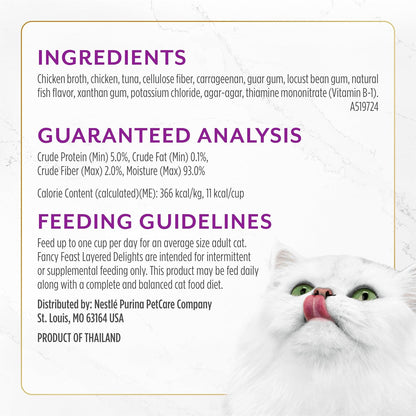 Purina Fancy Feast Layered Delights Chicken Mousse Topped with Flaked Skipjack Tuna Gourmet Wet Cat Treats - 1.96 Oz. (Pack of 8)5