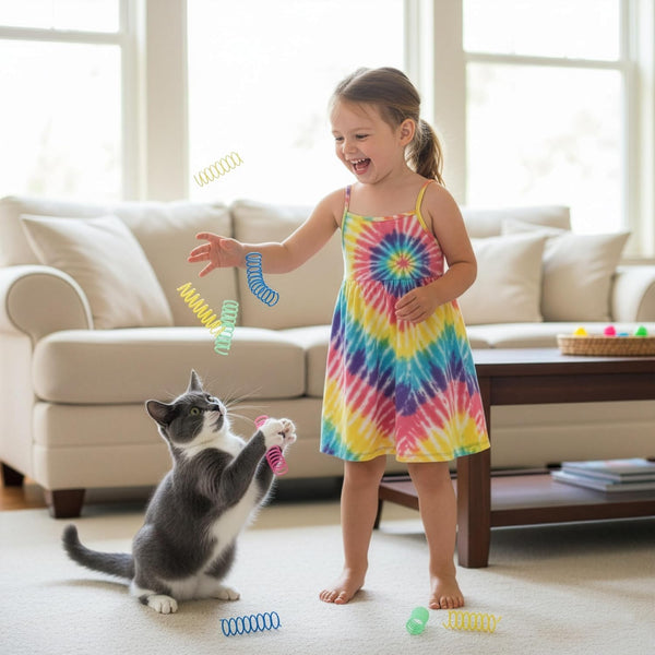 SPOT Colorful Springs Cat Toys – 3" Bouncy Coils for Indoor Cats & Kittens to Swat, Chase & Bite, Safe Lightweight Plastic, Interactive Enrichment Toys, 10-Pack Multi-Color2