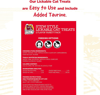 Country Kitchen Stew Style Lickable Cat Treats, 2 Flavor Variety Pack, Includes Tuna & Whitefish and Chicken & Tuna Made with Real Meat, 5 Oz. Tubes, 12 Count6