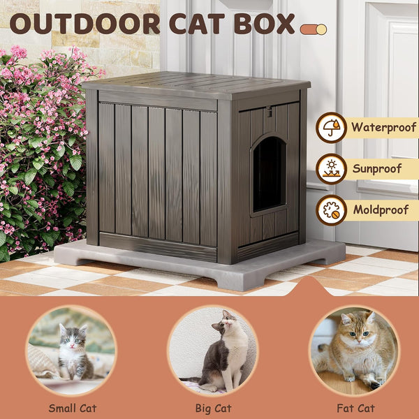 KAMABOKO Cat Litter Box Enclosure, Waterproof Plastic Hidden Litter Box Furniture with Openable Door, Multi-Functional Cat Furniture for Living Room Bedroom (Gray)3