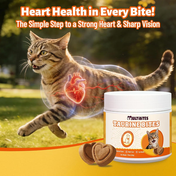 Taurine for Cats, with Coq10, L-Carnitine, Vitamins for Cats | Heart & Eye Health Cat Supplements | Suitable for Kittens, Adult & Senior Cats | Omega-3 to Nourish Skin & Coat | 7.76 Oz9