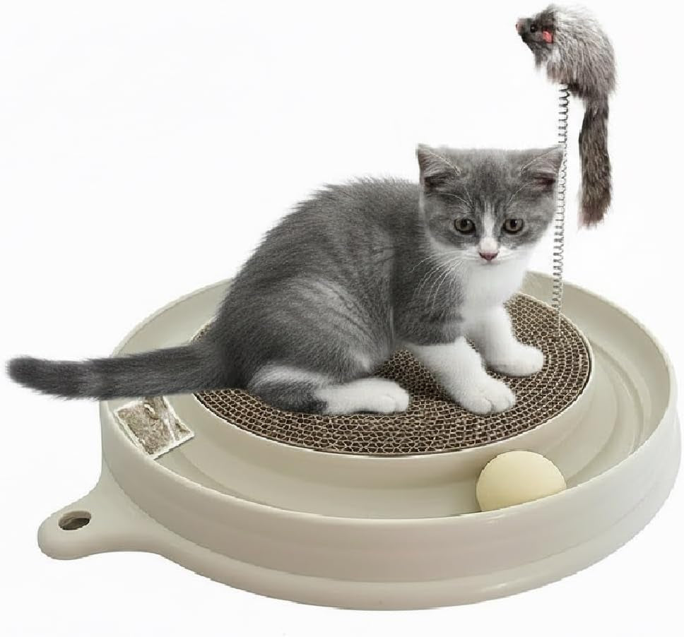 auoon-cat-scratcher-toy-with-ball-track-for-indoor-cats-and-kittens-gray-3-in-1-interactive-cat-toy-cat-scratch-pad-with-cat-ball-toy-and-cat-mouse-toy-for-chasing-exercise-protect-furniture