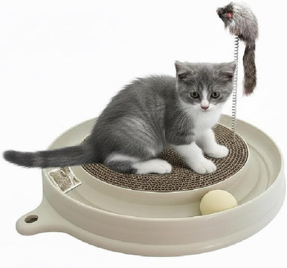 AUOON Cat Scratcher Toy with Ball Track for Indoor Cats and Kittens, Gray | 3 in 1 Interactive Cat Toy, Cat Scratch Pad with Cat Ball Toy and Cat Mouse Toy, for Chasing Exercise, Protect Furniture10