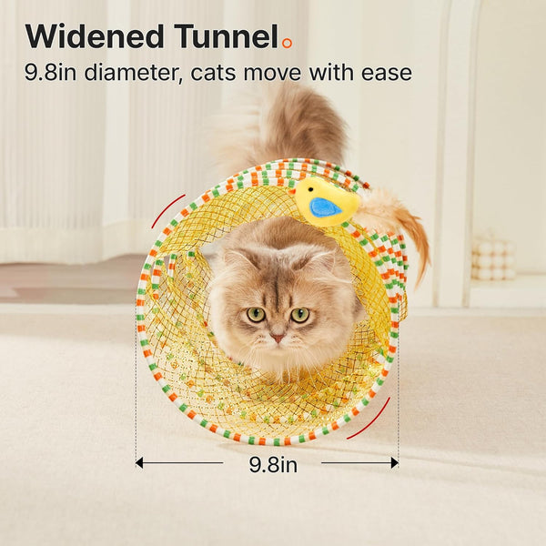 Potaroma Spiral Tunnel Cat Toy, Self Play Collapsible Spring Kitten Tunnel | for Indoor Cats, with Feather and Bell, 20 Inches Unfolded6