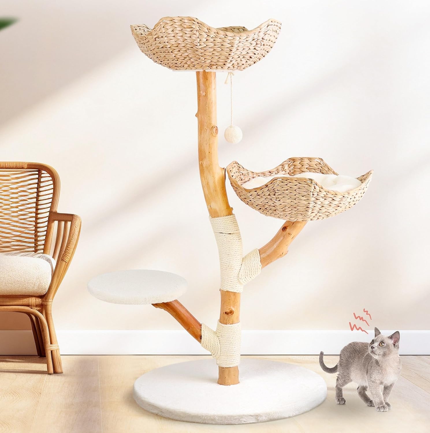 leo-lexi-aesthetic-real-wood-modern-cat-tree-46-inches-tall-sturdy-solid-natural-wood-tower-for-large-cats-scratching-post-with-wicker-basket-bed-luxury-boho-furniture-for-indoor-cats