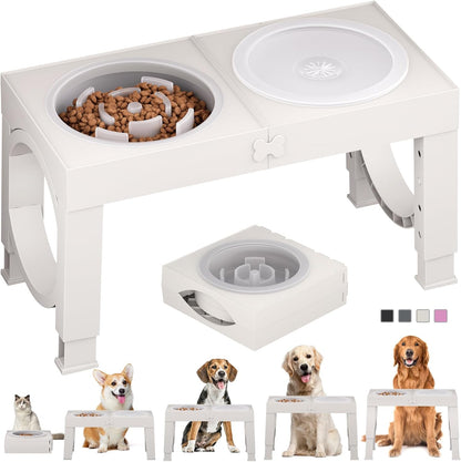 XIAZ Elevated Dog Bowls Large Breed Raised Dogs Bowl Stand Large/Medium Sized Dog Stainless Steel Food Water Bowl Stands 5 Heights Adjustable 9/11/12/14In Black Pet Feeder Dish Station12
