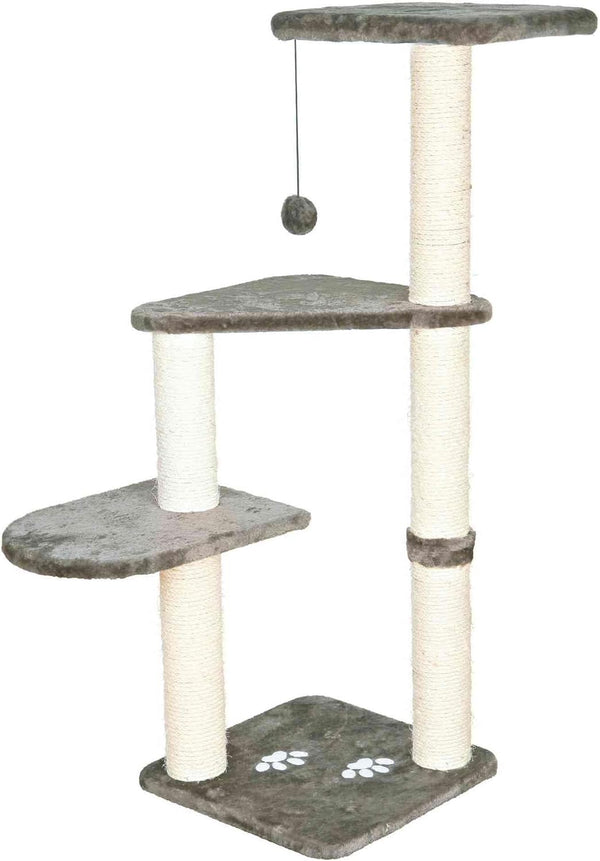 TRIXIE Altea Cat Tree, Tall Scratching Posts, 3 Elevated Platforms, Dangling Cat Toy, Cat Playground, Platinum Gray1
