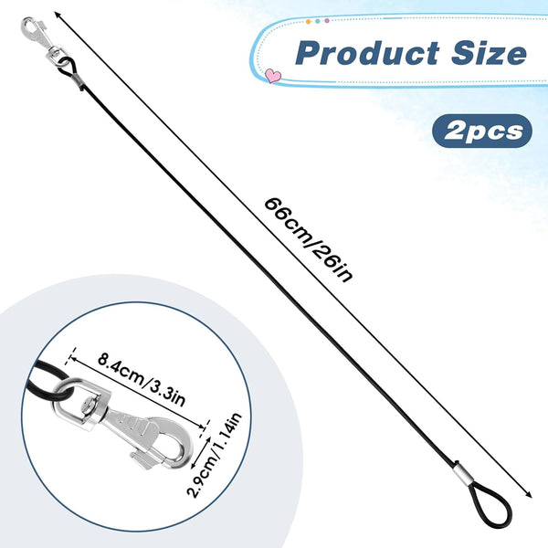 2 Pack Chew Proof Leash Extension Heavy Duty Dog Leash Extender Chew Proof Dog Leashes Non-Tangle Connect Leashes for Any Collar Harness, Black2