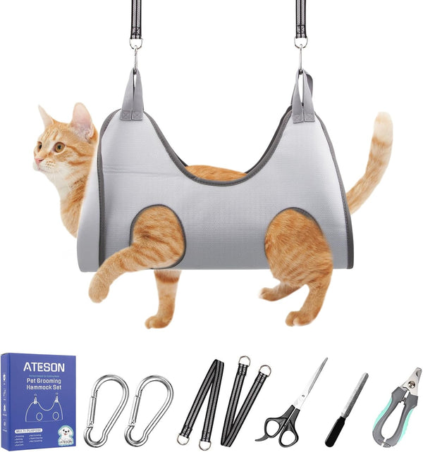 ATESON Pet Grooming Hammock with Nail Clippers/Nail Trimmers/Grooming Scissors, Dog Grooming Harness for Nail Trimming, Pet Grooming Sling Helper17