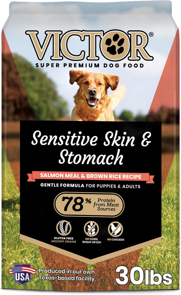 VICTOR Super Premium Dog Food — Sensitive Skin and Stomach — Salmon Meal & Brown Rice Recipe Dry Kibble — Gluten Free, No Chicken, Ideal for Dogs with Allergies — Adult and Puppy Food, 5 Lb16
