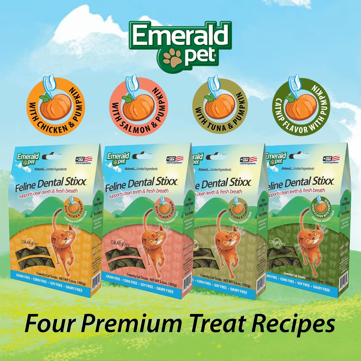 emerald-pet-grain-free-chicken-cat-dental-treats-crunchy-dental-sticks-for-cats-to-clean-teeth-reduce-plaque-tartar-freshen-breath-pumpkin-for-digestive-health-natural-cat-chews-3-6-oz