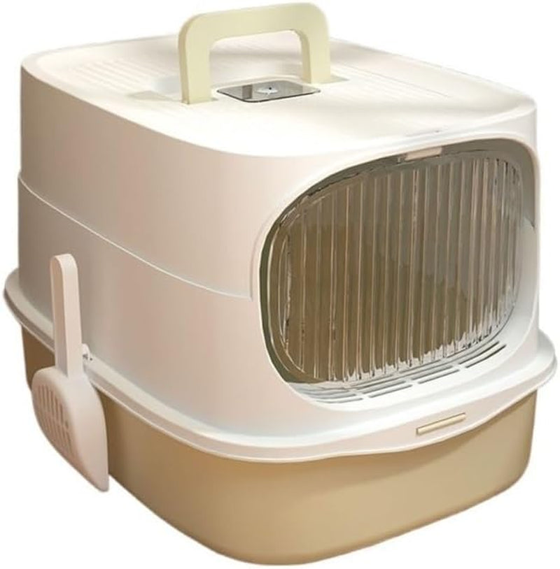 pet-supplies-large-plastic-cat-litter-box-with-lid-scoop-high-sides-for-big-catsgray