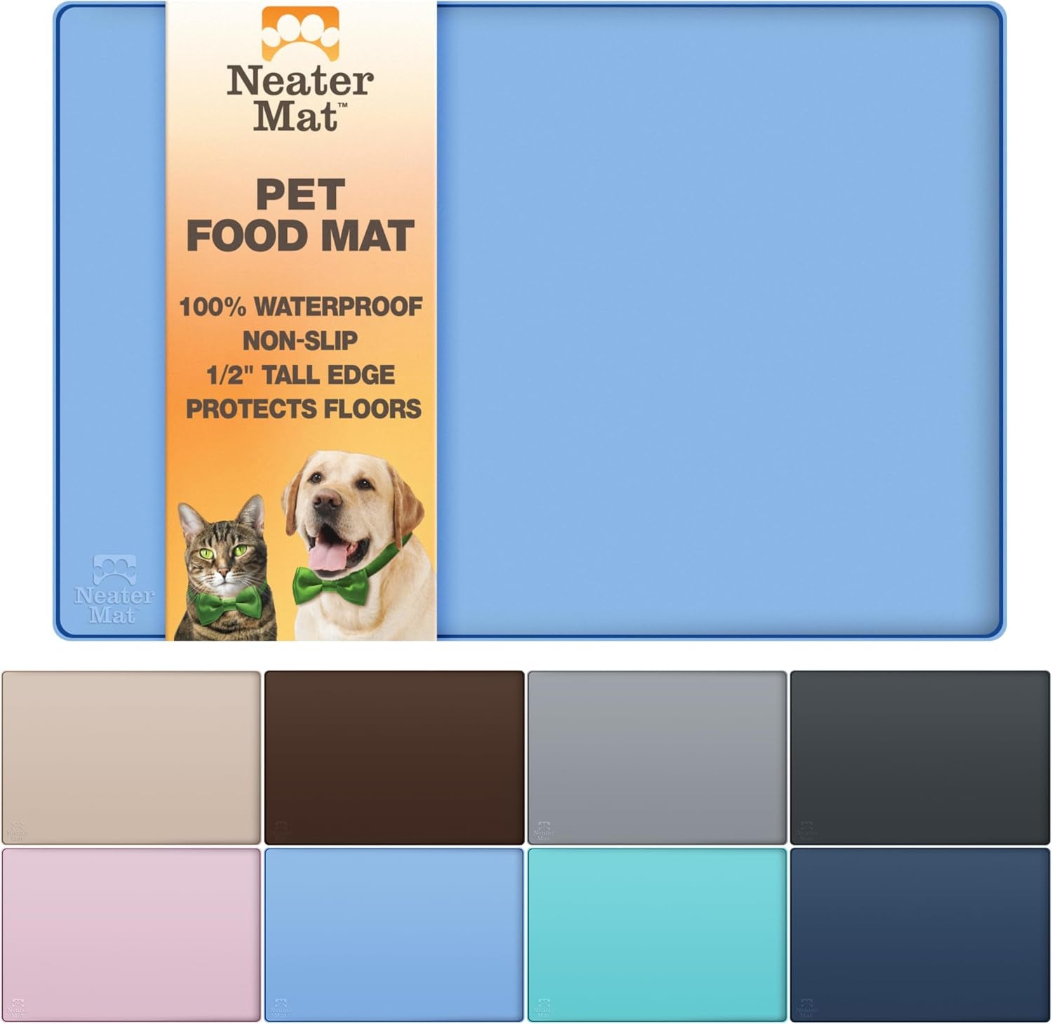 neater-pet-brands-neater-mat-pet-mats-for-food-and-water-cat-dog-bowl-mat-waterproof-silicone-feeding-tray-dog-food-mats-for-floors-placemat-w-raised-edge-for-under-bowls-16-x-10-cappuccino