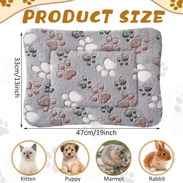 Tuanse 4 Pack Ultra Soft Dog Cat Bed Mat Small Animal Guinea Pig Bed with Cute Print Reversible Fleece Dog Crate Kennel Pad Cozy Washable Thickened Hamster Pet Beds Mat(13 X 19 Inches,Light Gray)2