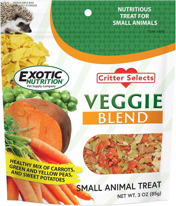 Veggie Blend (3 Oz.) - Healthy Natural Mixed Dried Vegetable Treat - Sweet Potatoes, Carrots, Peas - for Degus, Chinchillas, Prairie Dogs, Rabbits, Sugar Gliders, Hedgehogs, Guinea Pigs & Small Pets…1