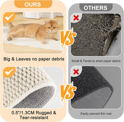Uross Thickened Cat Wall Climbing Carpet 6.6 FT X 16" - Extra Long Cat Scratch Wall Pad, Cat Scratching Carpet Rug Wall Mounted Scratcher Couch Sofa Protector- Beige6