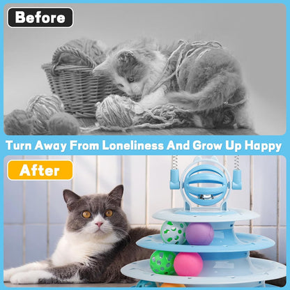 Goosheep Cat Toy Interactive Pet Plaything for Indoor Kitten Interactive Kitty Puzzle Ball with 2 Cat-Tease (Blue)7