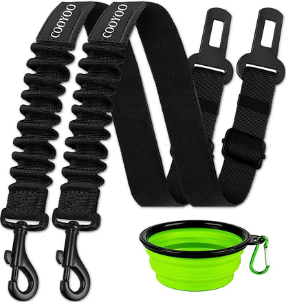 COOYOO Dog Seat Belt, Durability Retractable Dog Car Harness Adjustable Dog Seat Belt for Vehicle Nylon Pet Safety Seat Belts Heavy Duty & Elastic (1 Pack Black)10