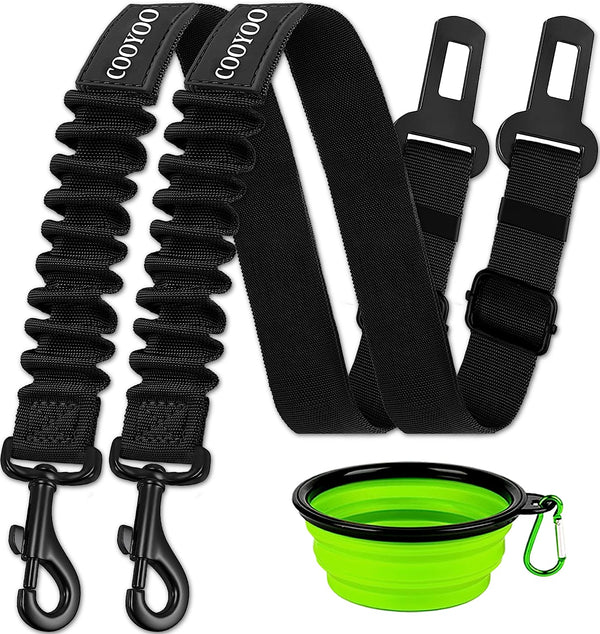 COOYOO Dog Seat Belt, Durability Retractable Dog Car Harness Adjustable Dog Seat Belt for Vehicle Nylon Pet Safety Seat Belts Heavy Duty & Elastic (1 Pack Black)10
