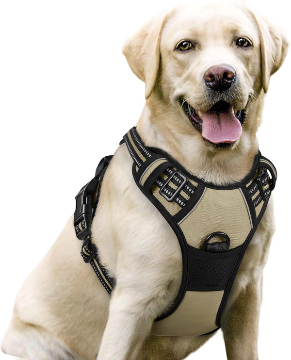 Rabbitgoo Dog Harness, No Pull for Large Dogs with 2 Leash Clips, Pet Vest | No Choke with Handle, Adjustable Soft Padded, Reflective, Easy Control for Walking, Black, Large47