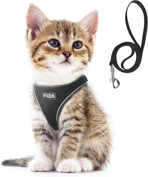 Fida Cat Harness and Leash Set for Walking Kitten and Puppy, Escape Proof Kitten Harness with Breathable Lightweight Soft Mesh, Adjustable Reflective Step-In Design. (XXXS, Pink)13