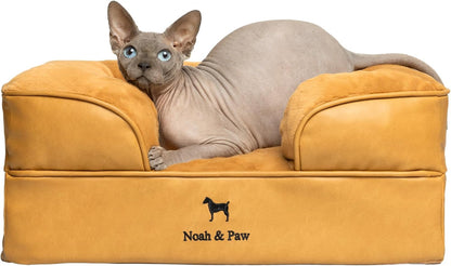 NOAH & PAW Large Dog Bed, 35X25X11 Inch, Orthopedic Dog Beds, Eggshell Memory Foam Infused with Cooling Gel, Inner Cover, Water Resistant, Machine Washable (Faux Leather)12