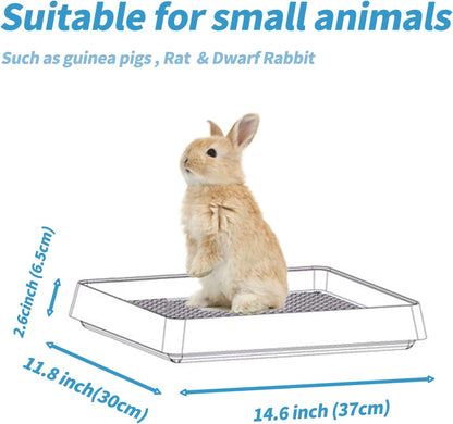 PODOO Rabbit Litter Box – Training Potty Tray for Guinea Pig & Small Pets · Spacious Grid Pan with Low Entrance, Easy-Clean & Odor-Resistant—Helps Keep a Clean Cage and Reduce Mess | Low-Entry Litter Tray with Removable Grate for Cleaner Small-Pet Cages; Approx. 14.6 X 11.8 X 2.6 In.2
