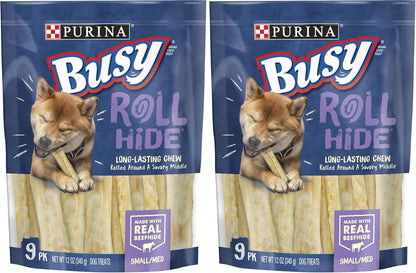 Purina Busy Rawhide Small/Medium Breed Dog Bones, Rollhide - 9 Ct. Pouch13