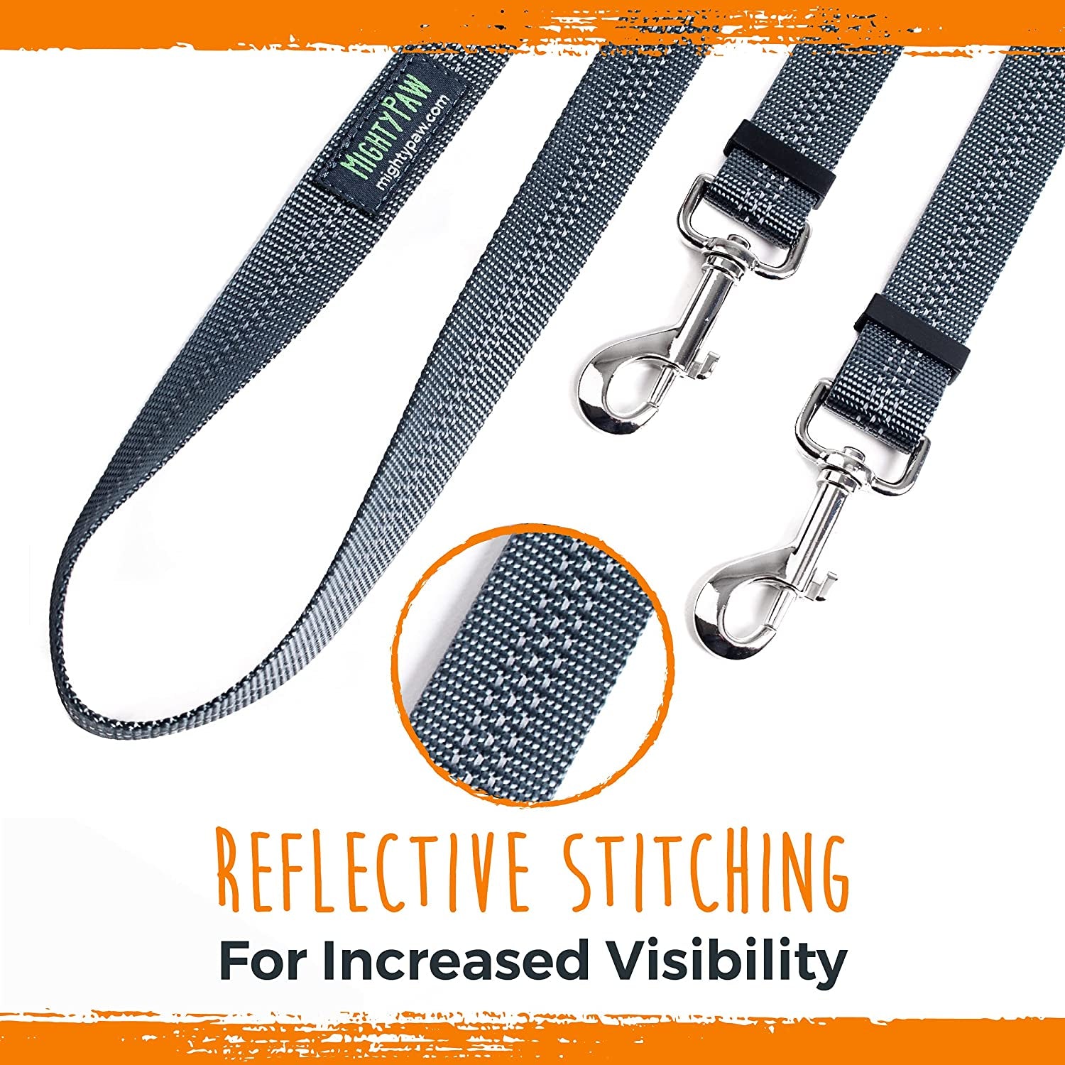 mighty-paw-double-dog-leash-no-tangle-adjustable-split-lead-for-two-dogs-fits-0-100-lb-16-24-in-range-reflective-stitching-waterproof-neoprene-padded-handle