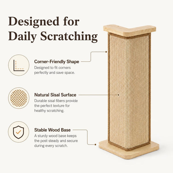Couch Corner Cat Scratcher, 25.6'' Corner Cat Scratching Post for Sofa, Replaceable Sisal Scratching Pad for Wall Furniture Protector3
