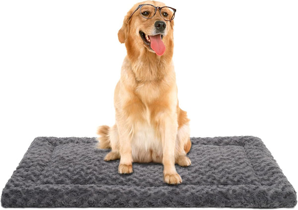 Washable Dog Bed Mat Ultra Soft Dog Crate Pad Comfy Fluffy Pet Kennel Beds Sleeping Mattress for Large Jumbo Medium Small Dogs, 36 X 23 Inch, Gray27