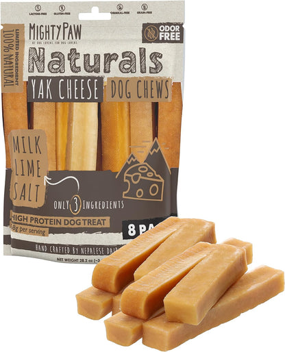 Mighty Paw Yak Chews, Long Lasting Hard Chew for Large Dogs, 4 Pack | Milk, Salt & Lime Juice, Grain-Free, Lactose-Free, Odor-Free, 68G Protein per Stick, Aggressive Chewers, Puppy Teething17
