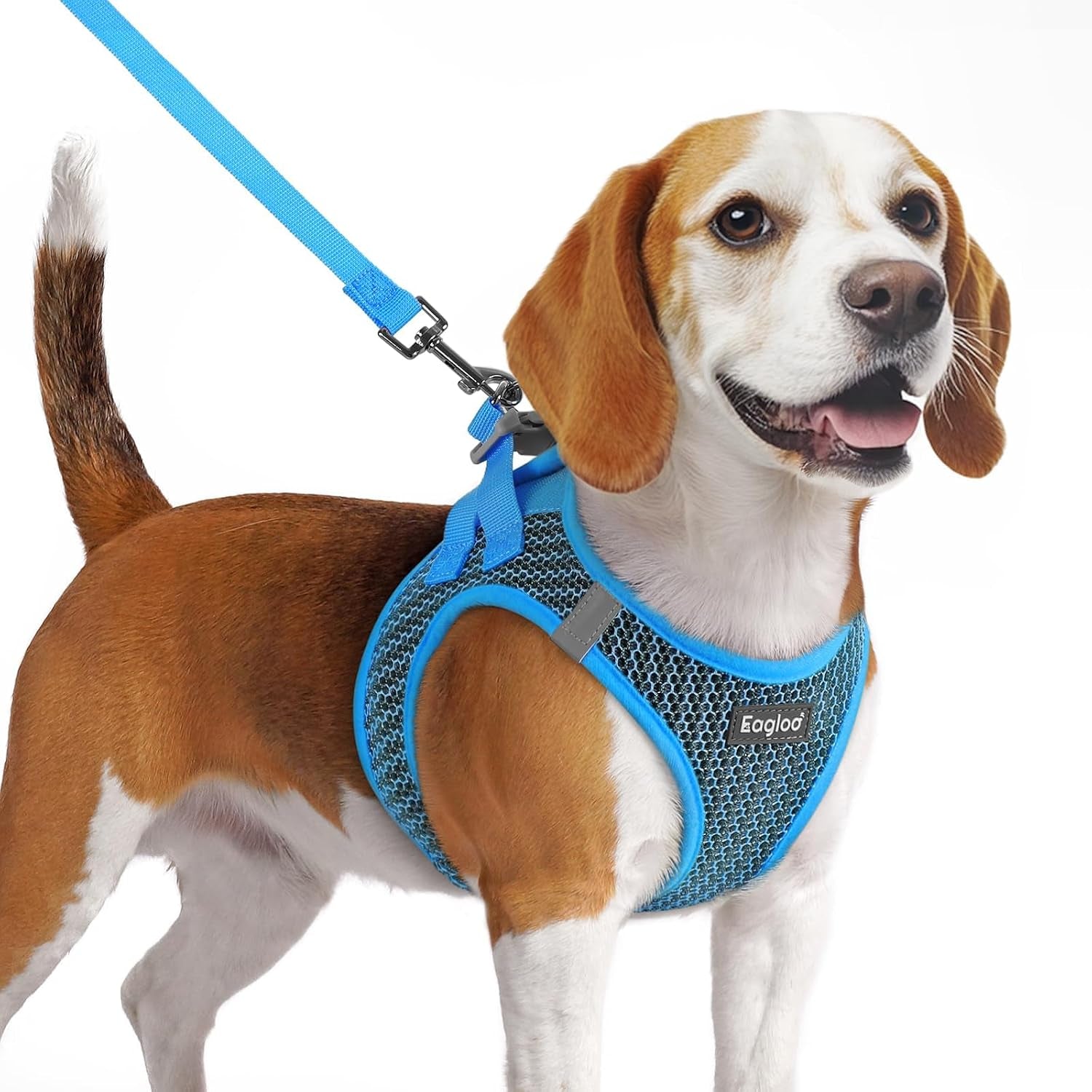 eagloo-small-dog-harness-and-leash-set-step-in-small-sized-puppy-pet-vest-light-soft-breathable-air-mesh-easy-on-and-off-with-hook-loop-reflective-for-safe-walking-pink-s