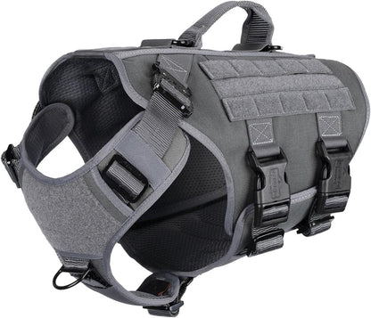 ICEFANG No Pull Tactical Dog Harness for Large Dogs,Adjustable Dog Vest | Control Handle,Molle Panel,Front Hook,3 Leash Clips,Soft Padded,For Walking Training,Pink,Large24