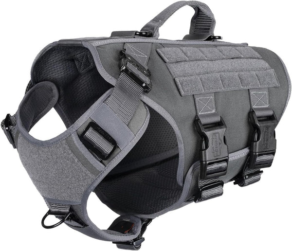 ICEFANG No Pull Tactical Dog Harness for Large Dogs,Adjustable Dog Vest | Control Handle,Molle Panel,Front Hook,3 Leash Clips,Soft Padded,For Walking Training,Pink,Large24