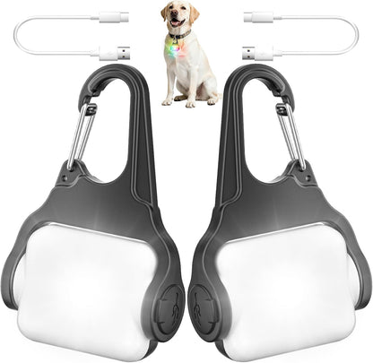 Dog Collar Light 2 Pack, Dog Lights for Night Walking 4 Modes, Waterproof Dogs Light Clip on Rechargeable, LED Dogs Walking Lights for Night Running, Camping, Climbing, Bike8