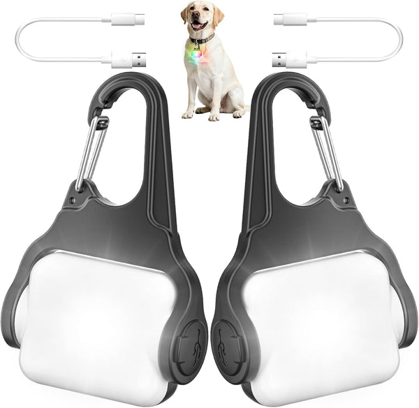 Dog Collar Light 2 Pack, Dog Lights for Night Walking 4 Modes, Waterproof Dogs Light Clip on Rechargeable, LED Dogs Walking Lights for Night Running, Camping, Climbing, Bike8