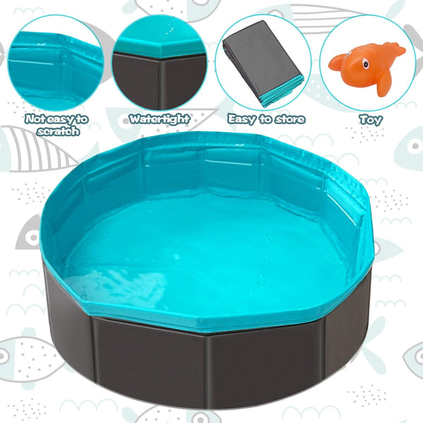 Cat Pool Toy, Water Toys for Cats, Best Cat Toys for Bored Indoor Cats, Hunting Toys for Indoor Catss, Portable Play Mat, Pet Swimming Pool for Self Play Enrichment (1Pcs Pool + 6Pcs Toy)5