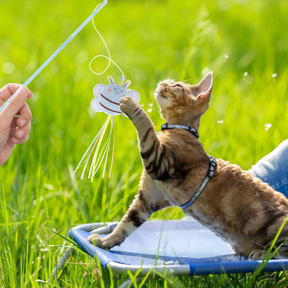 NOWFRESH Cat Wand Toy Set, 2 PCS Interactive Cat Teaser Wands with Cute Bee & Mouse Designs, Equipped with Bells and Streamers to Captivate Your Cat’S Attention5