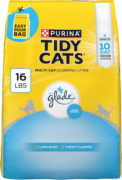 Purina Tidy Cats Lightweight Cat Litter, Clumping Multi Cat, Glade Clear Springs Odor Control, Low Dust, 38 Lb. Box10