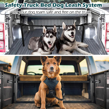Petbonus Truck Bed Dog Leash, Functional Safety Dog Truck Bed Tether | for 1 Dog, Truck Bed Tie down System, Adjustable, Pick-Up Bed Restraint Lead, Ratchet Tightening Car Harness Belt, Black7