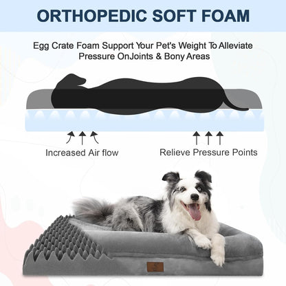 XL Orthopedic Waterprood Dog Bed for Extra Large Size Dogs | 360 Degree Bolster Support, Egg Crate Foam, Waterproof Liner, Non-Slip Bottom, Machine Washable Cover, 45 X 35 Inch2