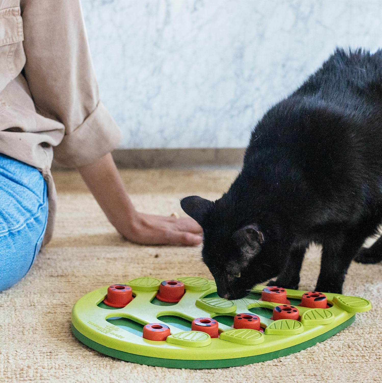 catstages-nina-ottosson-buggin-out-puzzle-play-cat-puzzle-feeder-interactive-treat-game-for-indoor-cats-level-2-slow-feeder-enrichment-toy-13-9-x-11-5